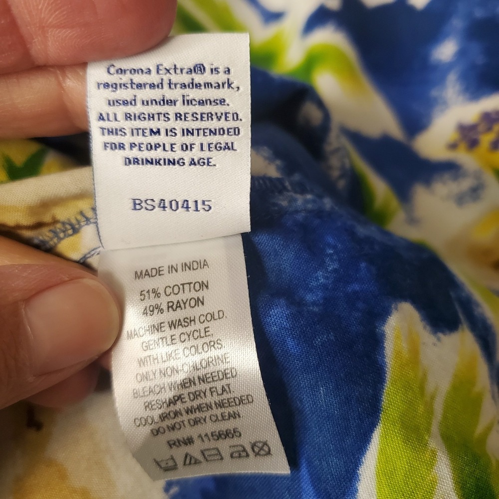Corona Beer Shirt‎ Mens XL Hawaiian Tropical Resort Casual Button Up Luau Party - Picture 6 of 8